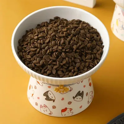 Gamelle inclinée surélevée en céramique pour chat (Chat de dessin animé)