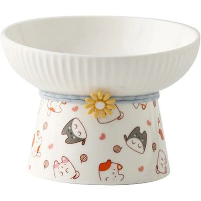 Gamelle inclinée surélevée en céramique pour chat (Chat de dessin animé)