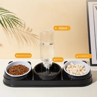 Zoomtopia Ensemble de gamelles d'eau et de nourriture pour chat 3 en 1