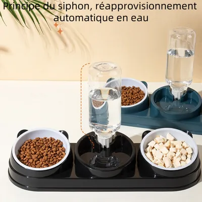 Zoomtopia Ensemble de gamelles d'eau et de nourriture pour chat 3 en 1