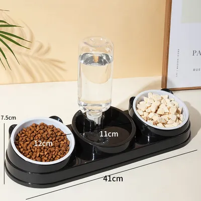 Zoomtopia Ensemble de gamelles d'eau et de nourriture pour chat 3 en 1