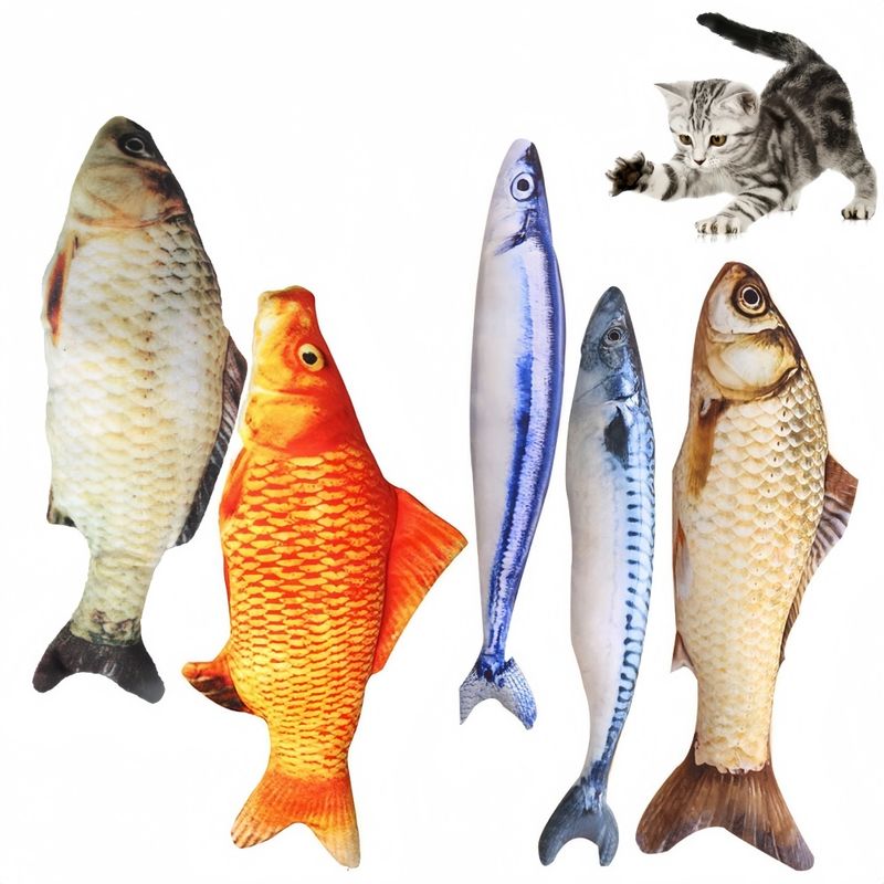 Zoomtopia 5 Jouets en Forme de Poisson pour Chat (Avec Herbe à Chat)