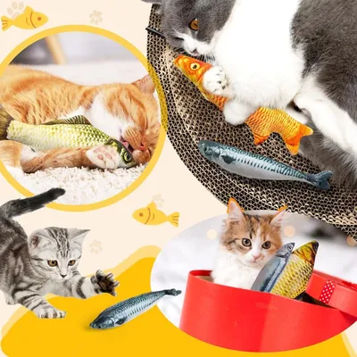 Zoomtopia 5 Jouets en Forme de Poisson pour Chat (Avec Herbe à Chat)