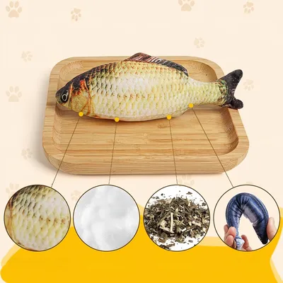 Zoomtopia 5 Jouets en Forme de Poisson pour Chat (Avec Herbe à Chat)