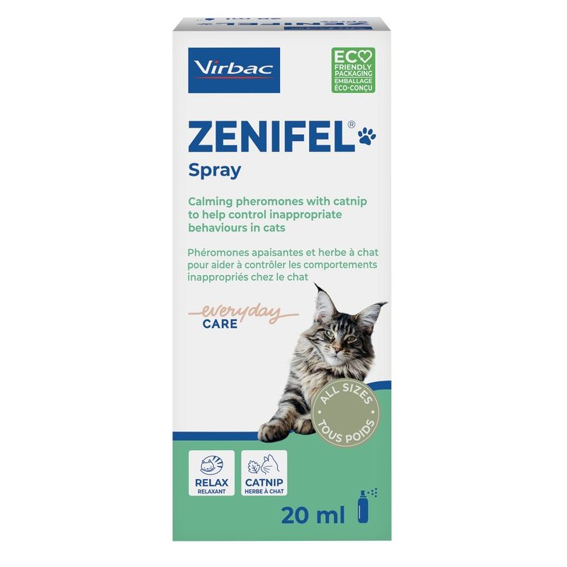 VIRBAC - Zenifel plus Spray Chat - Phéromones Apaisantes et Herbe à Chat