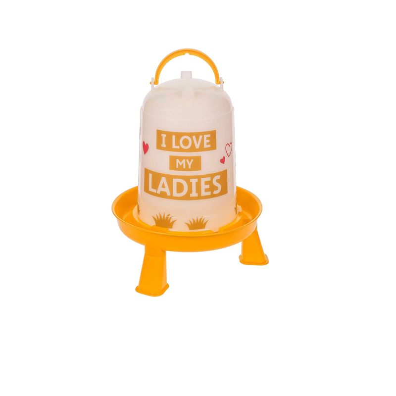 Kerbl Hobbyfarming Abreuvoir plastique 5 l, avec pieds, orange et motifs