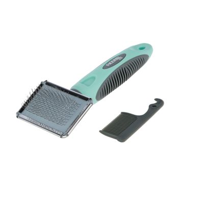 Kerbl Pet Carde douce turquoise/gris, 16X6cm
