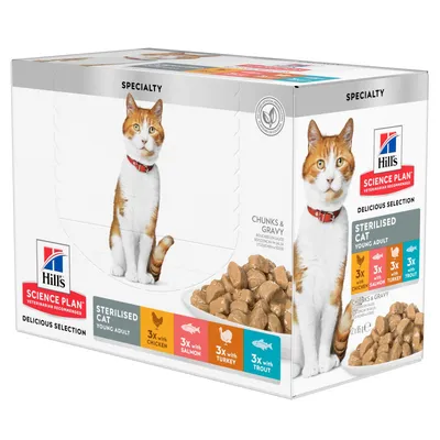 HILL'S -  CHAT SCIENCE PLAN ADULT STERILISED YOUNG ADULT MIXTE 4 SAVEURS