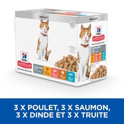 HILL'S -  CHAT SCIENCE PLAN ADULT STERILISED YOUNG ADULT MIXTE 4 SAVEURS