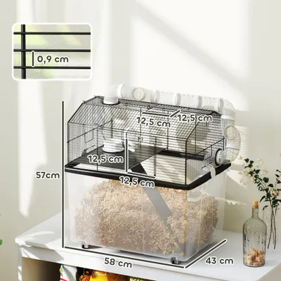 PawHut - Cage hamster mobile 2 portes accessoires multiples - noir PawHut - Cage hamster mobile 2 portes accessoires multiples - noir