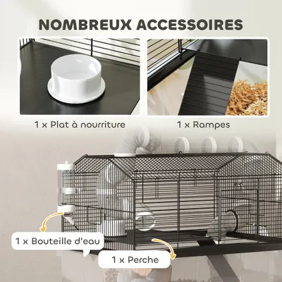 PawHut - Cage hamster mobile 2 portes accessoires multiples - noir PawHut - Cage hamster mobile 2 portes accessoires multiples - noir