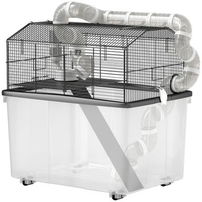 PawHut - Cage hamster mobile 2 portes accessoires multiples - noir