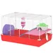 PawHut - Cage Hamster 2 Niveaux avec Accessoires H.27cm-Blanc Rouge