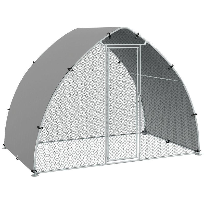 PawHut - Enclos poulailler chenil toit porte verrouillable H.220 cm - gris