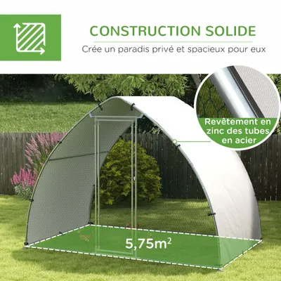PawHut - Enclos poulailler chenil toit porte verrouillable H.220 cm - gris PawHut - Enclos poulailler chenil toit porte verrouillable H.220 cm - gris