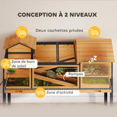 PawHut - Maison tortues niches rampes acier bois PawHut - Maison tortues niches rampes acier bois