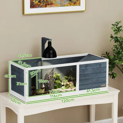 PawHut - Maison enclos tortues 2 niches 2 toits ouvrants - bois blanc gris PawHut - Maison enclos tortues 2 niches 2 toits ouvrants - bois blanc gris