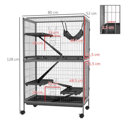 PawHut - Cage furet chinchilla 4 plateformes 3 rampes hamac - gris noir PawHut - Cage furet chinchilla 4 plateformes 3 rampes hamac - gris noir