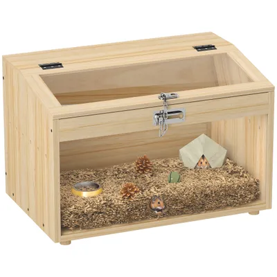 PawHut - Cage hamster bois toit ouvrant verrouillable fenêtre H.35 cm PawHut - Cage hamster bois toit ouvrant verrouillable fenêtre H.35 cm