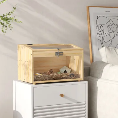 PawHut - Cage hamster bois toit ouvrant verrouillable fenêtre H.35 cm PawHut - Cage hamster bois toit ouvrant verrouillable fenêtre H.35 cm