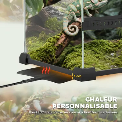 PawHut - Boîte à reptiles Fermeture Sécurisée Rotative Verre Trempé - Noir PawHut - Boîte à reptiles Fermeture Sécurisée Rotative Verre Trempé - Noir