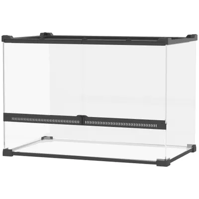 PawHut - Boîte à reptiles Fermeture Sécurisée Rotative Verre Trempé - Noir PawHut - Boîte à reptiles Fermeture Sécurisée Rotative Verre Trempé - Noir