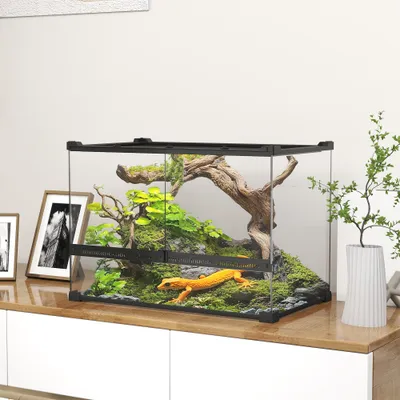 PawHut - Boîte à reptiles Fermeture Sécurisée Rotative Verre Trempé - Noir PawHut - Boîte à reptiles Fermeture Sécurisée Rotative Verre Trempé - Noir
