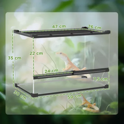 PawHut - Boîte à reptiles Fermeture Sécurisée Rotative Verre Trempé - Noir PawHut - Boîte à reptiles Fermeture Sécurisée Rotative Verre Trempé - Noir