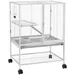 PawHut - Cage Rongeurs Plateforme Rampe  Gamelle Etagere-Gris Clair