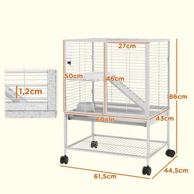 PawHut - Cage Rongeurs Plateforme Rampe Gamelle Etagere-Gris Clair PawHut - Cage Rongeurs Plateforme Rampe Gamelle Etagere-Gris Clair
