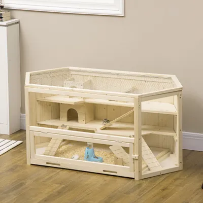 PawHut - Cage Hamster 2 étages, biberon eau, fenêtres, toit ouvrable H.55cm PawHut - Cage Hamster 2 étages, biberon eau, fenêtres, toit ouvrable H.55cm