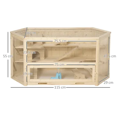 PawHut - Cage Hamster 2 étages, biberon eau, fenêtres, toit ouvrable H.55cm PawHut - Cage Hamster 2 étages, biberon eau, fenêtres, toit ouvrable H.55cm