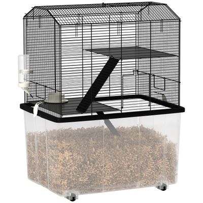 PawHut - Cage rongeur hamster roulettes- noir