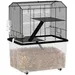 PawHut - Cage rongeur hamster roulettes- noir