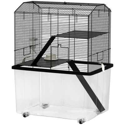 PawHut - Cage rongeur hamster roulettes- noir