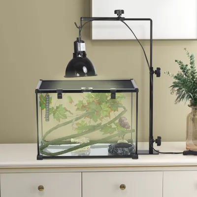 PawHut - Support lampe chauffante reptile-dimensions réglables-noir