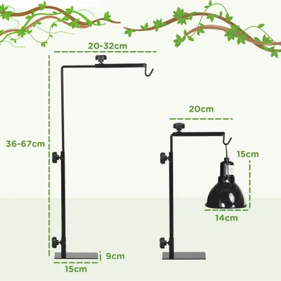 PawHut - Support lampe chauffante reptile-dimensions réglables-noir