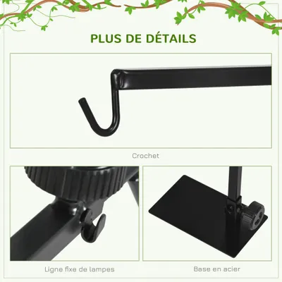 PawHut - Support lampe chauffante reptile-dimensions réglables-noir