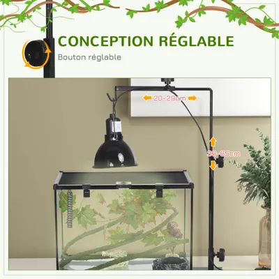PawHut - Support lampe chauffante reptile-dimensions réglables-noir
