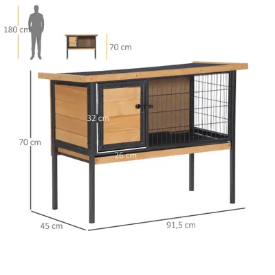 PawHut - Cage à lapin sur pied toit ouvrable H.70cm