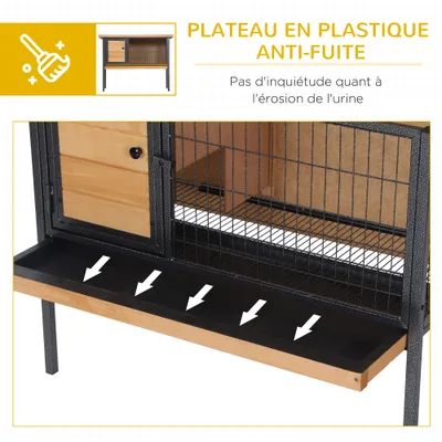 PawHut - Cage à lapin sur pied toit ouvrable H.70cm