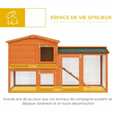 PawHut - Clapier 2 niveaux 3 portes verrouillables tiroir déjection H.85 cm