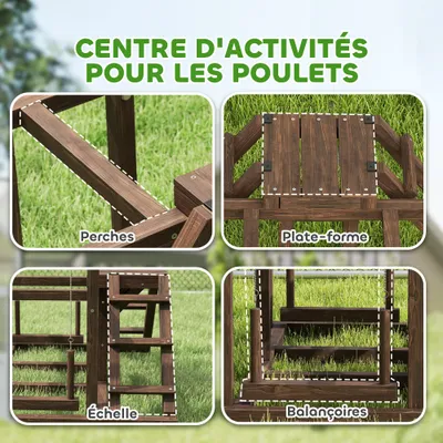 PawHut - Balançoire perchoir avec échelles H.75cm-cèdre verni