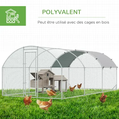PawHut - Enclos poulailler chenil Grillage couvert acier galvanisé H.197cm