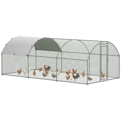 PawHut - Enclos poulailler chenil Grillage couvert acier galvanisé H.197cm