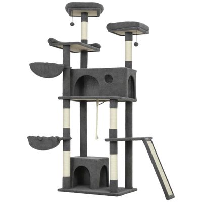 PawHut - Arbre à chat plateformes hamacs jouets griffoirs H.174cm - gris