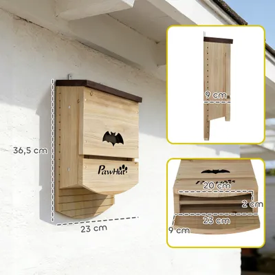 PawHut - Lot de 3 nichoirs avec plateforme et 2 chambres - marron