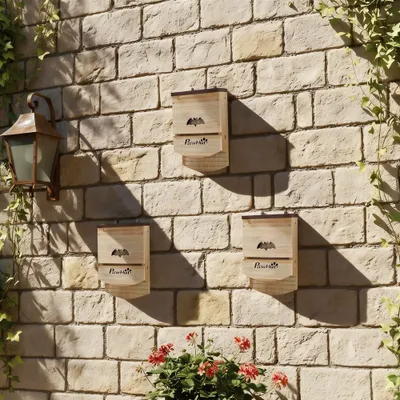 PawHut - Lot de 3 nichoirs avec plateforme et 2 chambres - marron