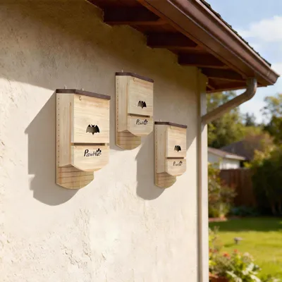 PawHut - Lot de 3 nichoirs avec plateforme et 2 chambres - marron