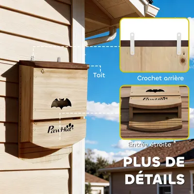 PawHut - Lot de 3 nichoirs avec plateforme et 2 chambres - marron